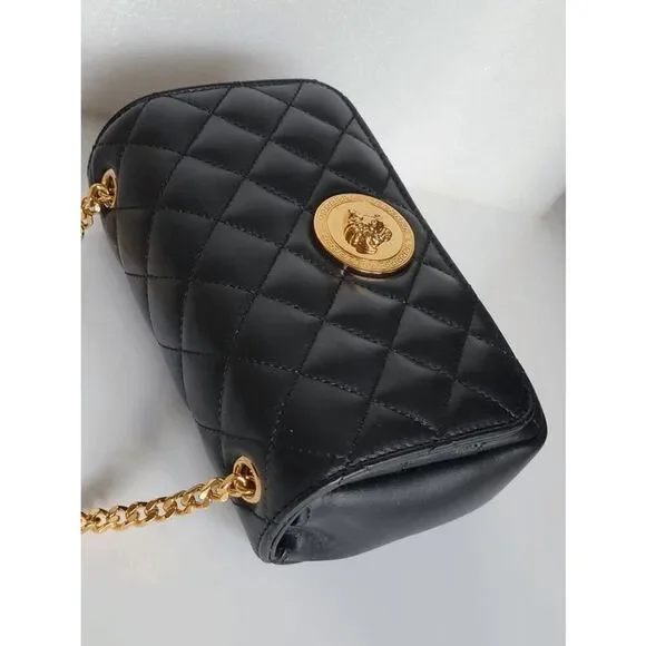 VERSACE Black Quilted Calfskin Leather Medusa Crossbody Bag $2200 NEW WITH TAGS - Picture 12 of 16